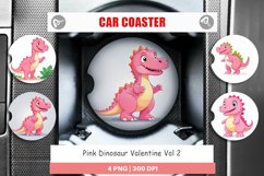 Car Coaster Pink Dinosaur Valentine Product Image 1