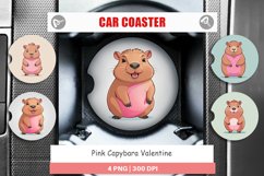 Car Coaster Pink Capybara Valentine Product Image 1