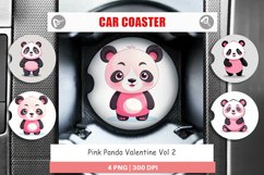 Car Coaster Pink Panda Valentine Product Image 1