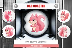 Car Coaster Pink Squirrel Valentine Product Image 1