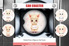 Car Coaster Valentine Alpaca Cartoon Product Image 1