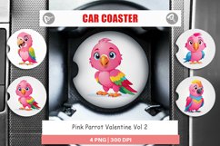 Car Coaster Pink Parrot Valentine Product Image 1
