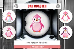 Car Coaster Pink Penguin Valentine Product Image 1