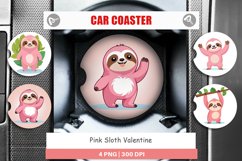Car Coaster Pink Sloth Valentine Product Image 1