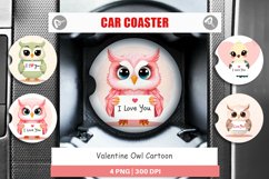Car Coaster Valentine Owl Cartoon Product Image 1