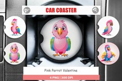Car Coaster Pink Parrot Valentine Product Image 1