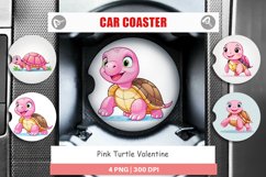 Car Coaster Pink Turtle Valentine Product Image 1