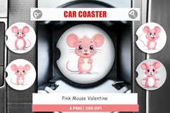 Car Coaster Pink Mouse Valentine Product Image 1