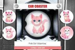 Car Coaster Pink Cat Valentine Product Image 1