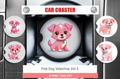 Car Coaster Pink Dog Valentine Product Image 1