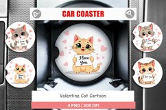 Car Coaster Valentine Cat Cartoon Product Image 1