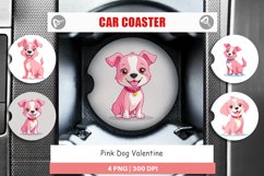 Car Coaster Pink Dog Valentine Product Image 1