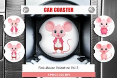 Car Coaster Pink Mouse Valentine Product Image 1