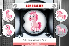 Car Coaster Pink Horse Valentine Product Image 1