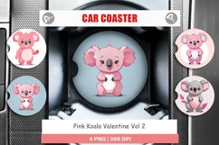 Car Coaster Pink Koala Valentine Product Image 1