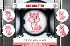 Car Coaster Pink Wolf Valentine Product Image 1