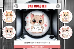 Car Coaster Valentine Cat Cartoon Product Image 1