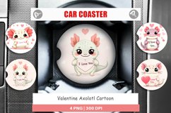 Car Coaster Valentine Axolotl Cartoon Product Image 1