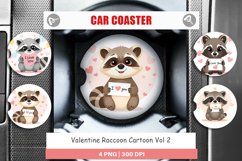 Car Coaster Valentine Raccoon Cartoon Product Image 1