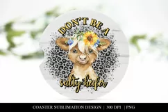 Highland Cow Car Coaster | Don't Be A Salty Heifer PNG Product Image 1