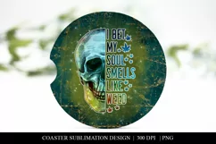 Marijuana Car Coaster | My Soul Smells Like Weed Skull PNG Product Image 1