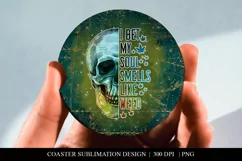 Marijuana Car Coaster | My Soul Smells Like Weed Skull PNG Product Image 2