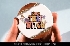 100 Percent That Witch Halloween Themed Car Coaster PNG Product Image 2