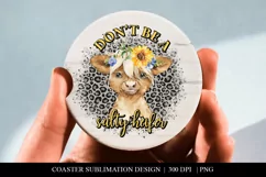 Highland Cow Car Coaster | Don't Be A Salty Heifer PNG Product Image 2