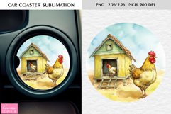 Watercolor Chicken| Animal Car Coaster|Sublimation Product Image 1