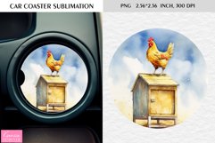 Watercolor Chicken| Animal Car Coaster|Sublimation Product Image 1