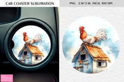 Watercolor Chicken| Animal Car Coaster|Sublimation Product Image 1