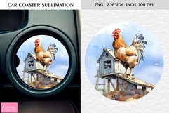 Watercolor Chicken| Animal Car Coaster|Sublimation Product Image 1