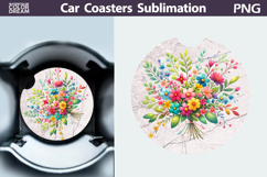 Wildflowers Car Coaster | Flowers Round Coaster Product Image 1