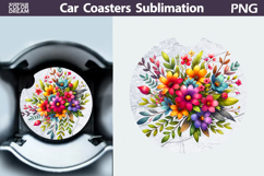 Wildflowers Car Coaster | Flowers Round Coaster Product Image 1