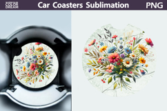 Wildflowers Car Coaster | Flowers Round Coaster Product Image 1