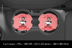 Retro Coffee Fuel Cartoon Car Coaster Sublimation Design Product Image 1