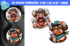 Patriotic cow highland| Car Coaster Sublimation Product Image 1