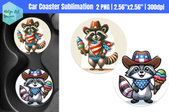 Patriotic raccoon| Car Coaster Sublimation Product Image 1