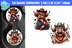 Patriotic cow highland| Car Coaster Sublimation Product Image 1