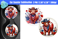 Patriotic cow highland| Car Coaster Sublimation Product Image 1