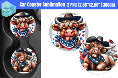 Patriotic cow highland| Car Coaster Sublimation Product Image 1