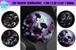 Black Flowers Car Coaster Sublimation Product Image 1
