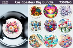 Big Bundle Car Coaster | Round Coaster Sublimation Product Image 1