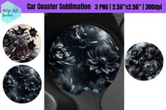 Black Flowers Car Coaster Sublimation Product Image 1