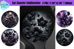 Black Flowers Car Coaster Sublimation Product Image 1