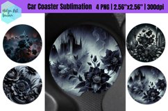 Black Flowers Car Coaster Sublimation Product Image 1