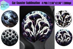 Black Flowers Car Coaster Sublimation Product Image 1