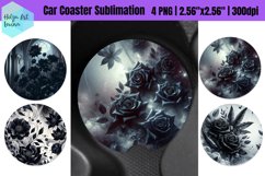 Black Flowers Car Coaster Sublimation Product Image 1