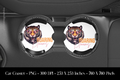 Roaring Blooms Tiger Car Coaster Sublimation Design Product Image 1
