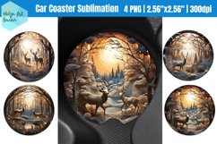 3D deer Christmas | Car Coaster Sublimation Product Image 1